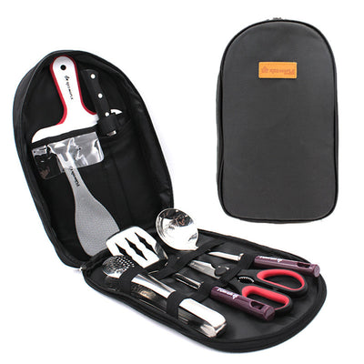 8pcs Camp Kitchen Cooking Utensil Set Travel Organizer Grill Accessories Portable Compact Gear For BBQ Camping Hiking